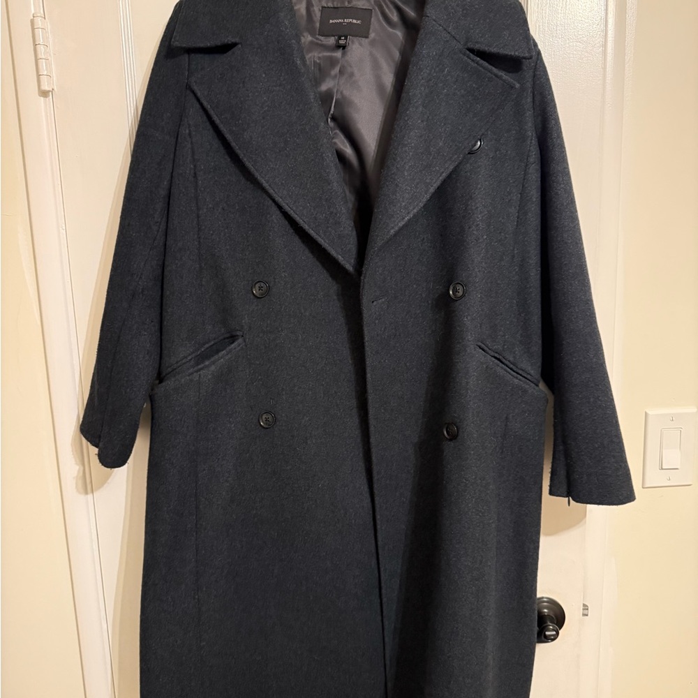 Banana Republic Double Breasted Wool Coat in dark royal blue